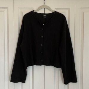 Zara Classic Black Knit Cardigan
